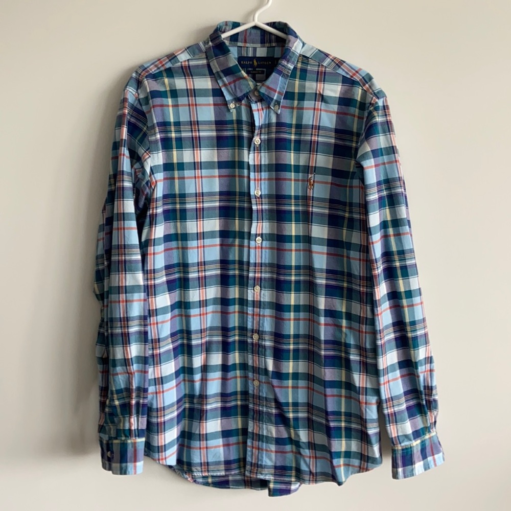 Blue plaid Ralph Lauren dress shirt